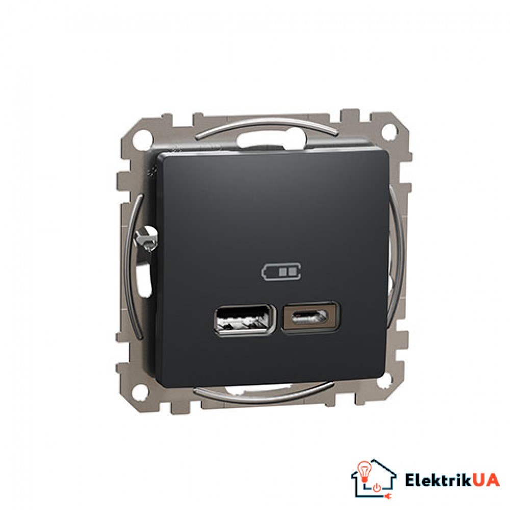 USB A+С розетка 3А Schneider Electric Sedna Design Чорний SDD114404